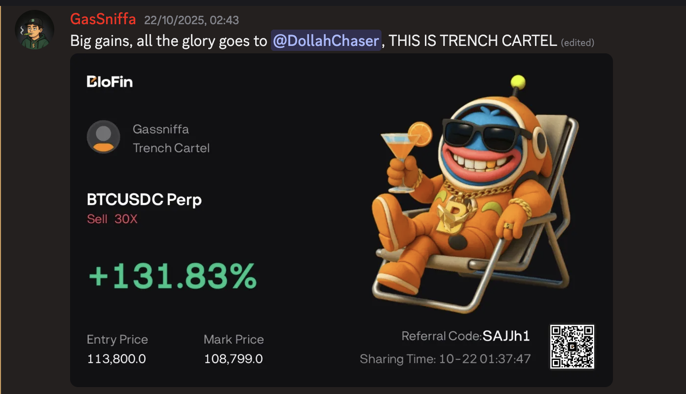 GasSniffa BTC trade +131.83%